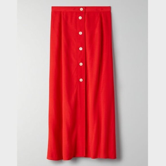 Aritzia Dresses & Skirts - Aritzia Wilfred Amelie Button Down Midi Skirt Red